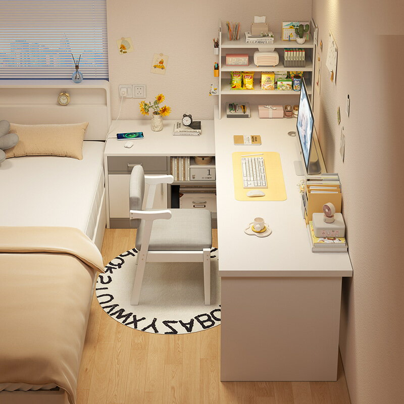 角学習机書架一体電脳机寝室家庭用女子学生鏡台l型角学習事務机