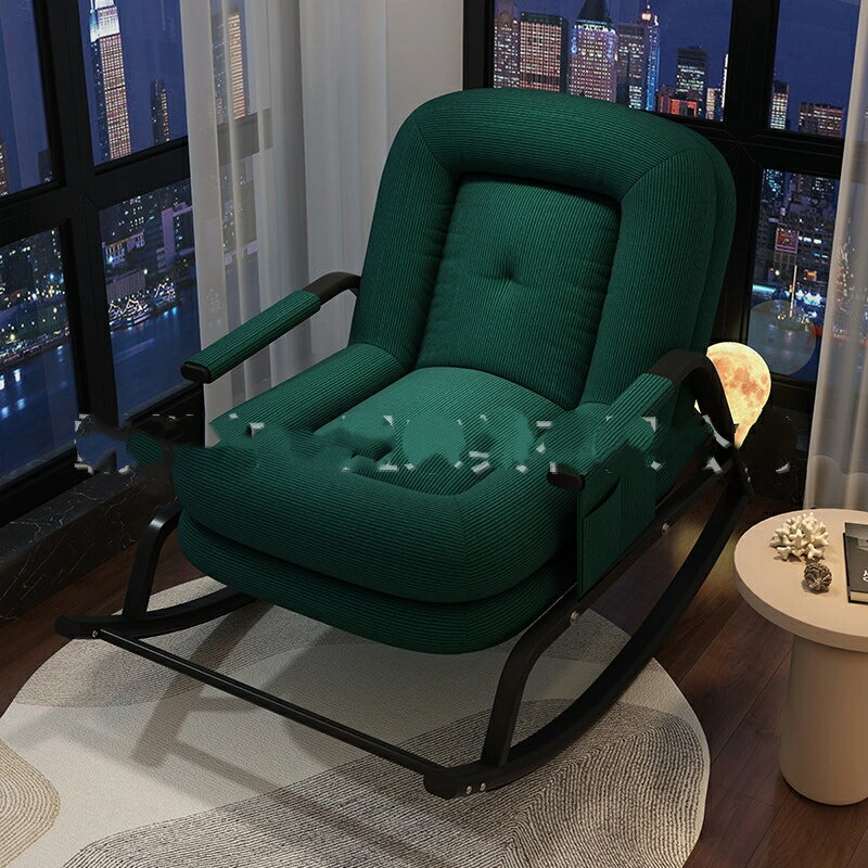 怠け者用のロッキングチェアリビングバルコニー小休憩用のリクライニングチェア大人用の昼休み用の折り畳み式の一人用のロッキングチェア横になるレジャーチェア
