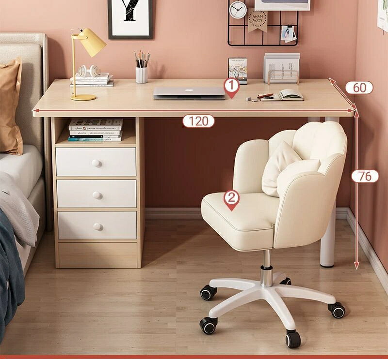 家庭用デスクトップパソコン机寝室のシンプルな机と椅子の組み合わせ寝室学生机の引き出しがありますデ..
