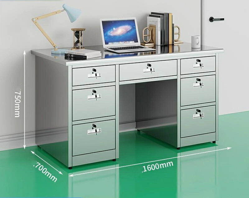 ステンレスの机の机のコンピュータの机の実験室の仕事の机の工場の尘がありません職場の机の引き出しが..