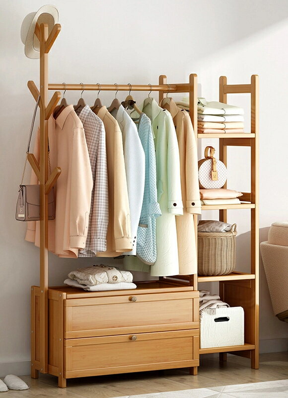 シンプルなハンガー寝室貸し部屋簡易的なハンガー家庭用のハンガー無垢材の服と帽子のハンガー子供用の棚