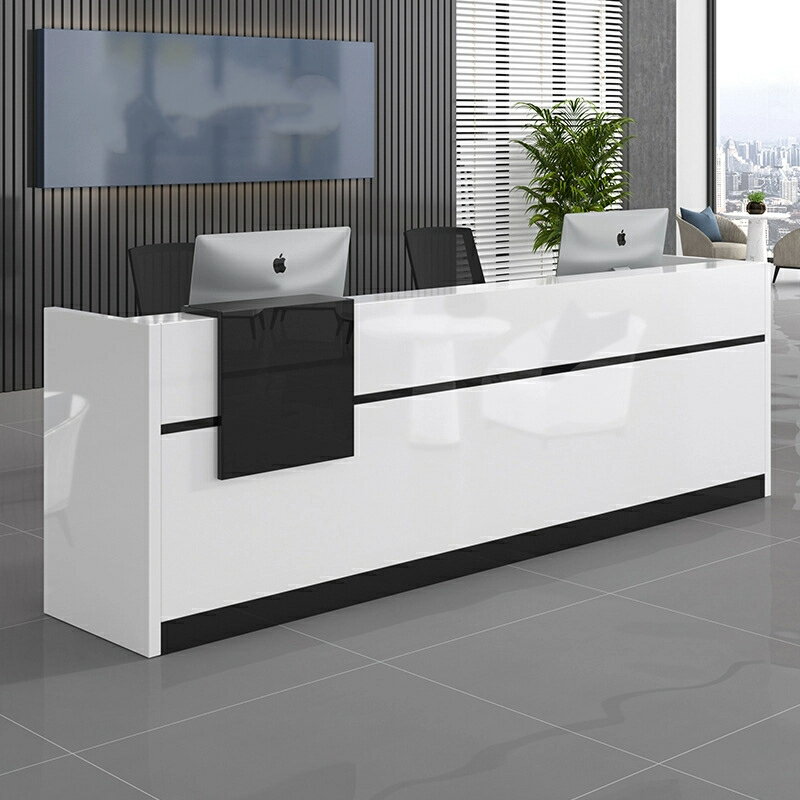 現品会社フロント受付シンプルモダンホワイト塗装デスクカウンター美容院カウンターレジ