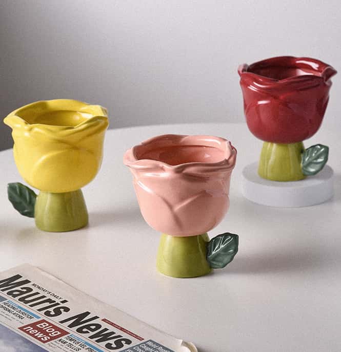 【送料無料】 コップ マグカップ 300mL 花形 ローズ アフタヌーンティー デザート おしゃれ ボウル フルーツサラダ セラミック 誕生日 プレゼント ギフト