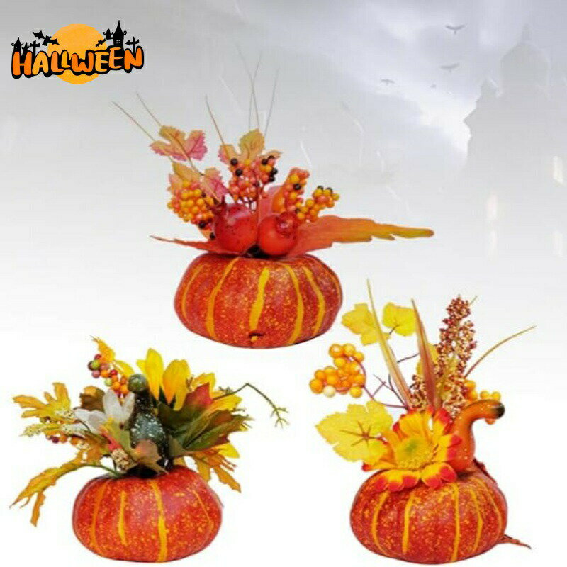 ハロウィン 飾り 3個セット 南瓜装飾品 カボチャモデル 人造南瓜模型 ハロウィン飾り 置物 パンプキン..