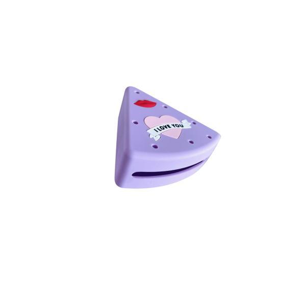 三角形メイクアップスポンジホルダー防塵シリコンパウダーパフケース旅行用バイオレット