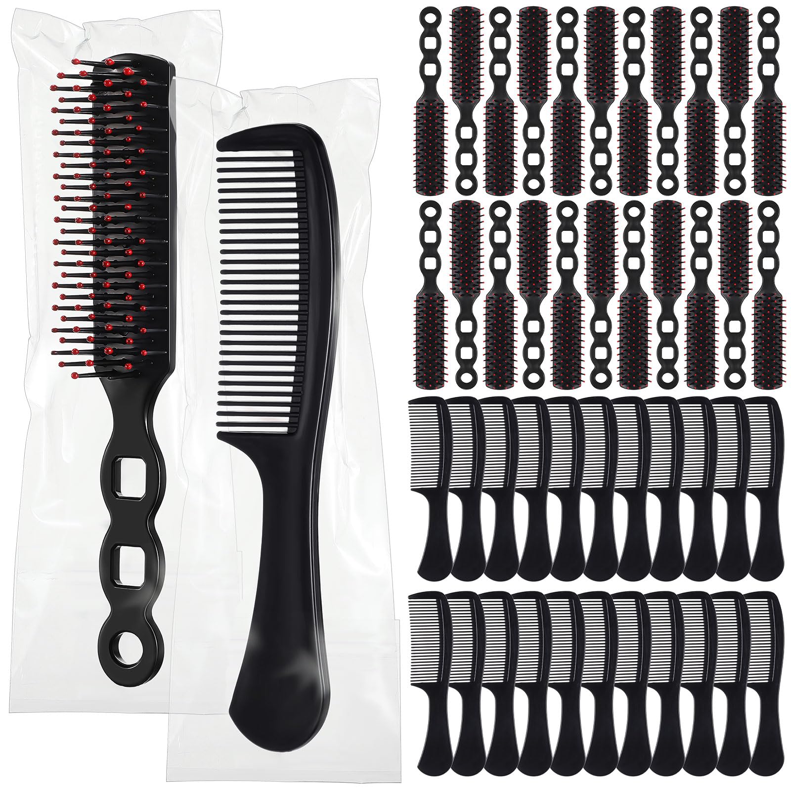 SiliFine ヘアブラシコームセット 96個 個別包装 ホームレスケアパッケージ用品 バルクコーム カーリー もつれを解くヘアブラシ クリスマス 子供 靴箱 ホテル ジム 大人 子供用