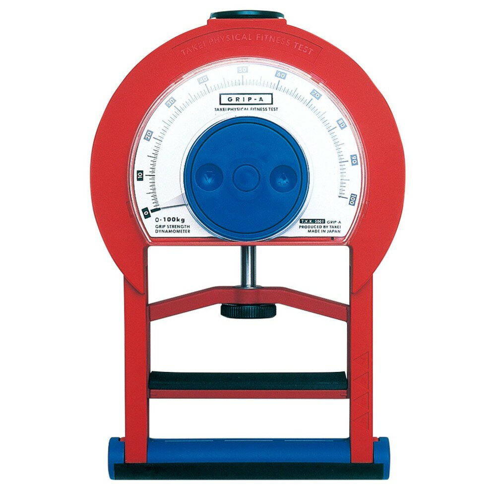 アナログ式の握力を測る機器です。 握力は、全身の筋力を反映するといわれています。 近年、健康関連因子との関りも報告されています。 ● 計測針の故障を未然に防ぐ、強化プラスティック保護仕様。タイプ（品番）一般用 （T.K.K.5001）学童用 （T.K.K.5001b） 測定範囲0 〜 100kg0 〜 50kg 目盛単位0.5 kg 寸法約 154（W）× 235（D）× 59（H）mm 質量約 0.62 kg 医療機器届出番号医療機器クラス分類：クラスI （国内のみ適用） 15B3X0000800000115B3X00008000002