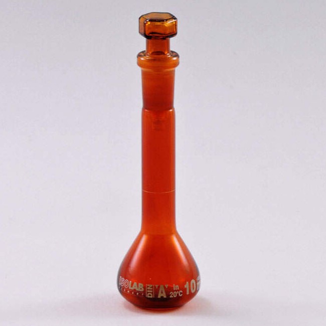 ISOLAB メスフラスコ 茶 10ml