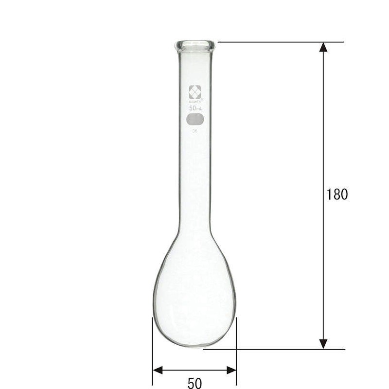 ● 柴田科学 振ケルダールフラスコ ● 高い耐熱性・耐薬品性を持ったほうけい酸ガラス製です。 ● ケルダール法による窒素分解・蒸留・分析に使用されます。 ● 頸部が長く混合効果に優れ、球状部の均温性も良いと言われています。容量胴外径高さ口内径ゴム栓No. 30ml40mm180mm11.4mm0A 50ml50mm180mm17.6mm4 100ml63mm225mm17.6mm4 200ml76mm290mm21.6mm7 300ml86mm330mm25.2mm9 500ml100mm370mm25.2mm9