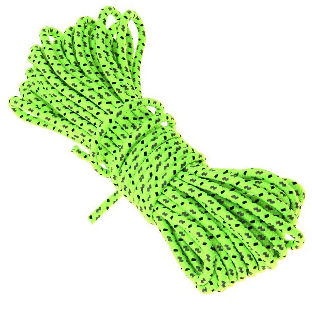 テント・タープ用ロープ 長さ約10m 蛍光色・反射材入りガイドロープ キャンプ テントロープ 夜間でも安心 事故防止 反射ガイロープ 直径約4mm 固定ロープ ...