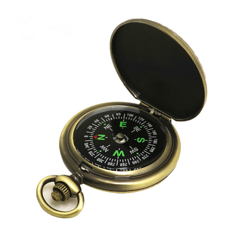懐中時計型コンパス 方位磁石 懐中時計のデザイン ボタンで蓋開き 生活防水 登山 防災 レトロデザイン 羅針盤 軽量 コンパクト LST-CPJ35A