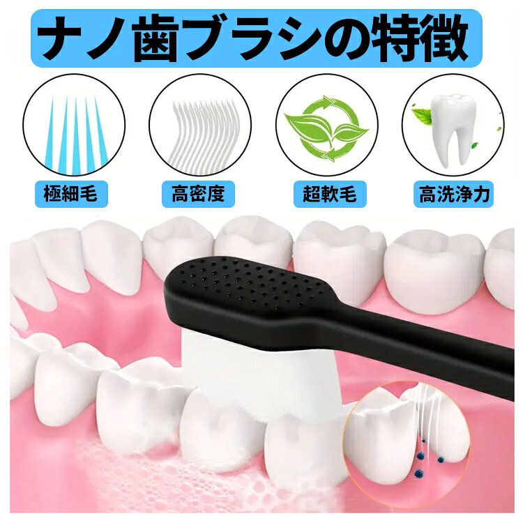 【4本セット】ナノ歯ブラシ 高密度ワイド歯ブラシ 極細 やわらかい 歯ぐき 隙間掃...