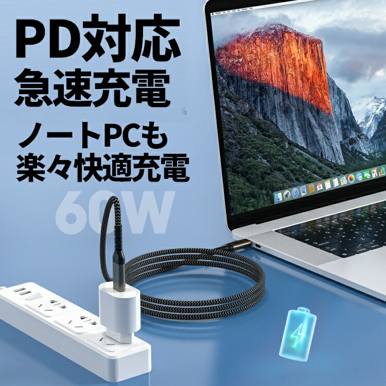 Type-Cケーブル 長さ1m iPhone16対応充電ケーブル PDケーブル PD急速充電対応 USB-C to USB-C 急速充電 最大100w 折れにくい ナイロン編み LST-PDCB1M