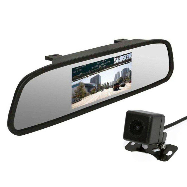 バックカメラセット 高画質CCDバックカメラ 4.3インチルームミラーモニター LST-403CB021