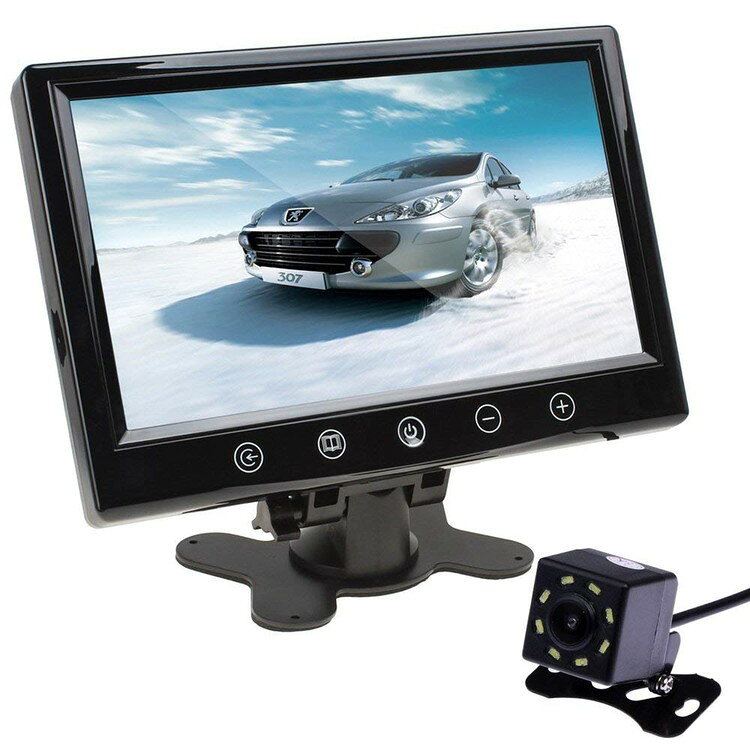 9インチ大画面オンダッシュモニターバックカメラセット LED8個搭載 小型防水バックカメラ モニター映像入力X2 リモコン切替 12V専 CMN90BK810