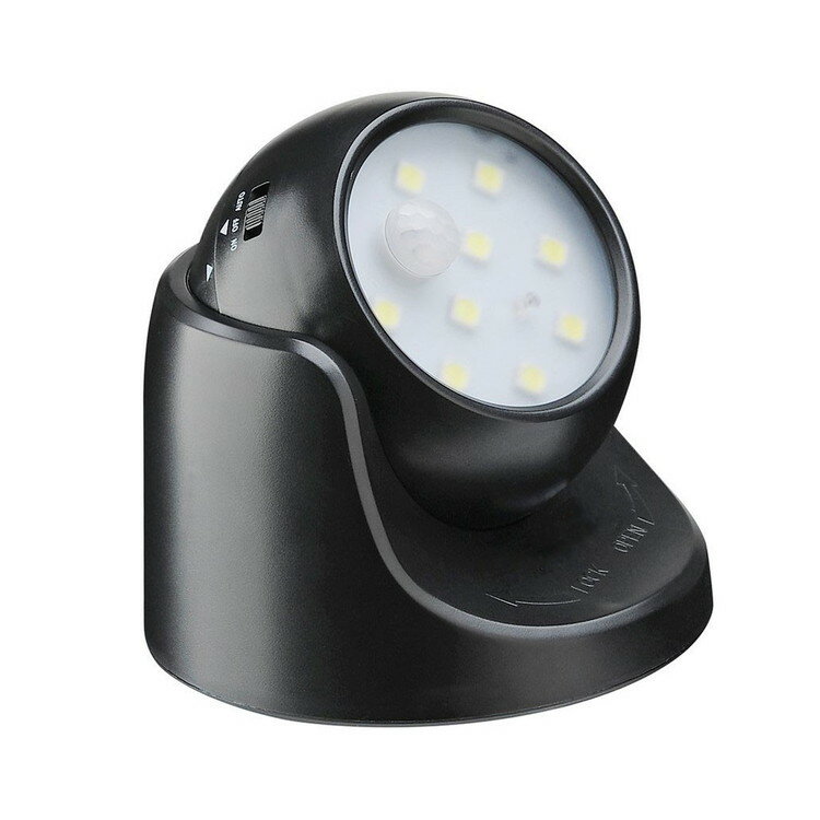 人感センサーライト 光センサー搭載 乾電池給電 取付簡単 廊下常時点灯 センサー点灯 2モード設置可 360度回転対応 9LED搭載 LST-LEDS360B