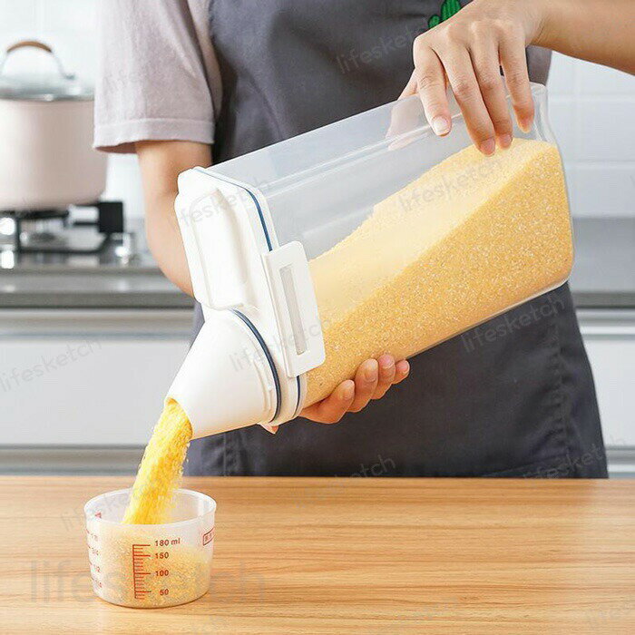 2個セット 密閉米びつ 米びつ ふた付き 収納ジャー 3.5L 計量カップ付 大容量 冷蔵庫収納 保存容器 ストッカー 保存ケース 保存 密閉 米びつケース 米櫃 キッチン収納 シンプル 北欧 送料無料