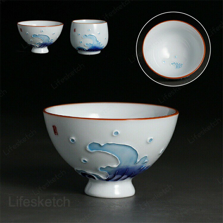 湯のみ 陶磁器 茶杯 2type 手つくり 耐熱 茶器 湯呑 湯呑み 来客用 夫婦 湯飲み 湯...