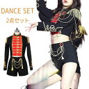 ダンス衣装 k-pop 衣装 セットアップ へそ出し ジャケット 長袖 ジャズダンス ヒップホップ レディーストップス ジャケット 上下セット ハーフパンツ シ...