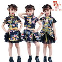 キッズ ダンス衣装 チャイナ服 子供服 チア チアガール ヒップホップ チャイナドレス jazz セットアップ ジャズダンス 女の子 プリーツスカート ダンサー...