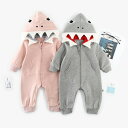 サメロンパース ベビー 赤ちゃん 子供 新生児 着ぐるみ カバーオール 服 長袖 可愛い 春 秋 冬 女の子 男の子 なりきり 前開き コスプレ 動物 お昼寝ア...