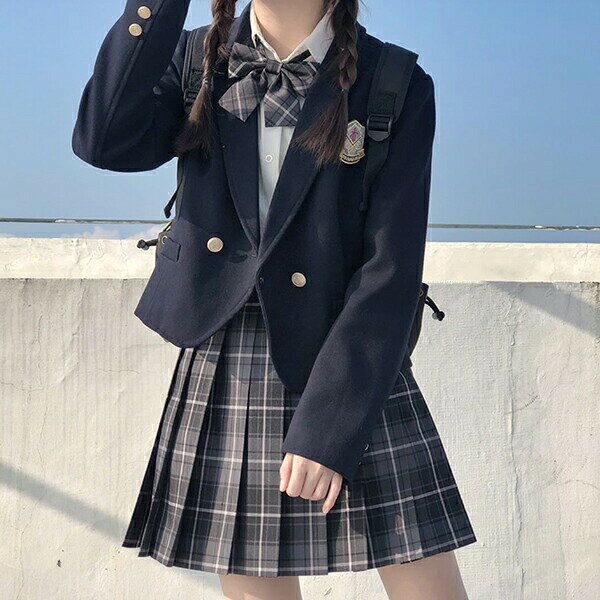 女子高生 制服 リボン ブレザー スカート チェック セット 高校制服 5点セット JK 学生 スクール ハロウィン 長袖 コス ケーブル編み ファッション レディース ブラッククイーン女子高生 学生服 セーラー服 JK制服 cos コスプレ lifesketch-10003250 Lifesketch楽天市場店 サンプル画像3