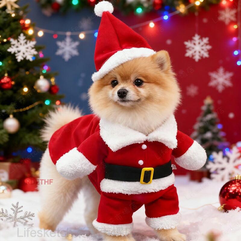 クリスマス サンタクロース 二足歩行 サンタ コスプレ 冬 ニット ハロウィン 仮装 フリース 犬服 犬 服 メール便可能 メール便 送料無料