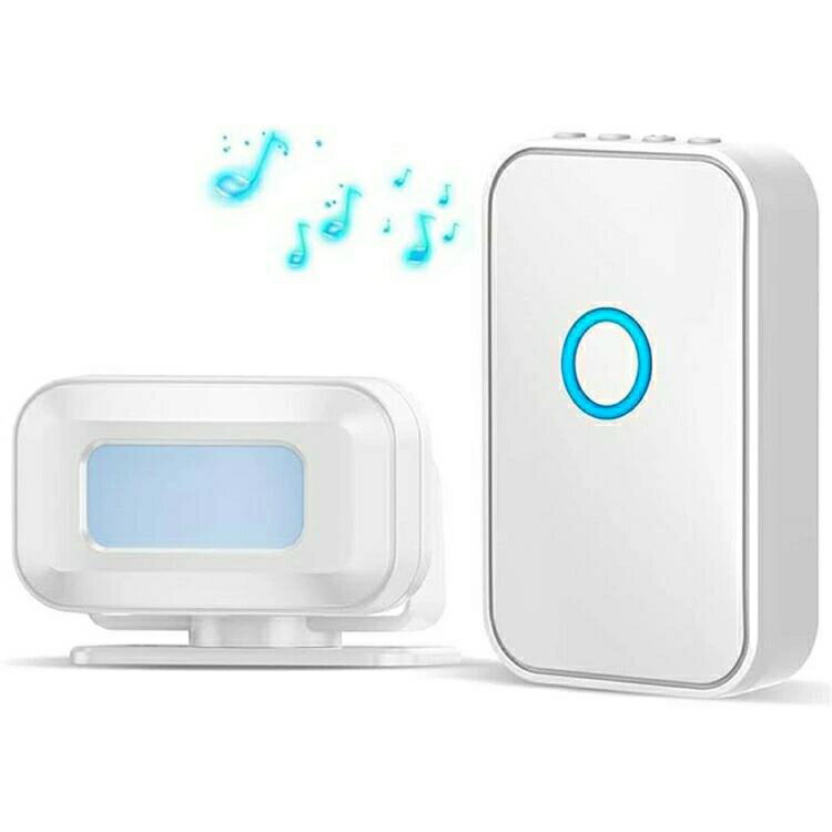 ワイヤレスチャイム 人感センサー 玄関チャイム 呼び鈴 配線工事不要 動体検知 感知範囲レンズカバーで調節 5段階音量調節 52種類呼び出し音 飲食店 店舗 玄関 お年寄り 電池別売り 介護 ドアベル 無線 電池式
