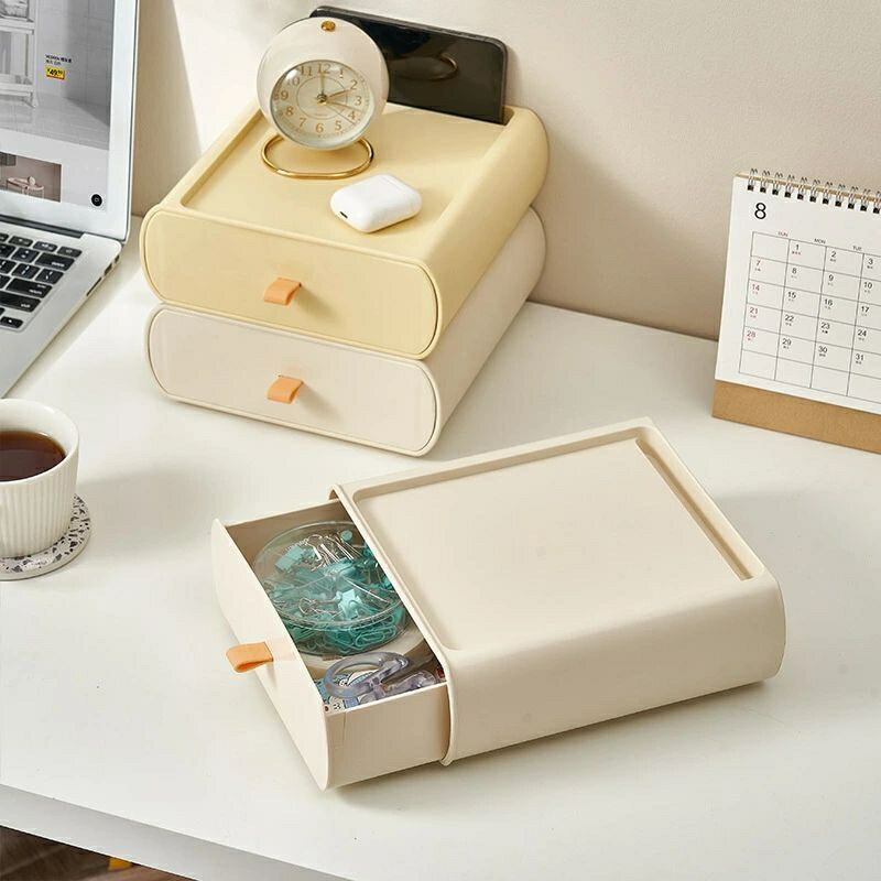 引き出し式デスクトップ収納ボックス、コンパクトな収納ボックス、オフィスの神器を整理して、机のラッ..