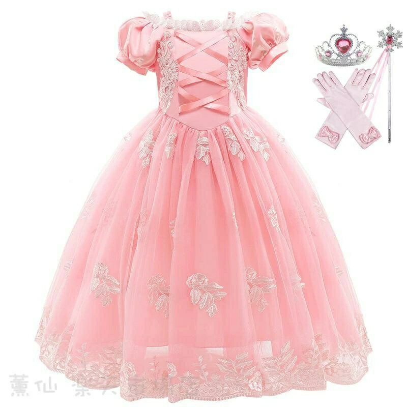 ドレス クリスマス 子供 お姫様 風 プリンセスドレス 子供 ドレス 半袖 プリンセス 風 雪 ドレス ワンピース 4点セット