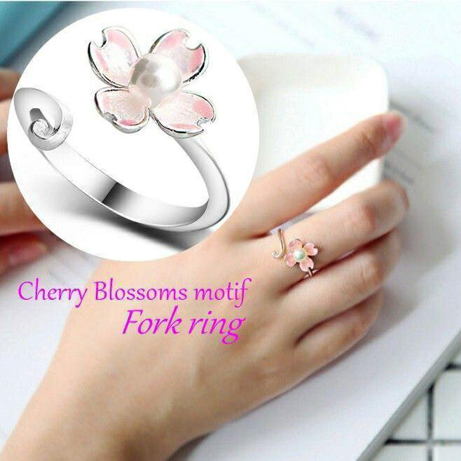 指輪 リング オープンリング 桜 フラワー 花 レディース アクセサリー ジュエリー お洒落 かわいい シンプル シルバーカラー フェイクパール ピン