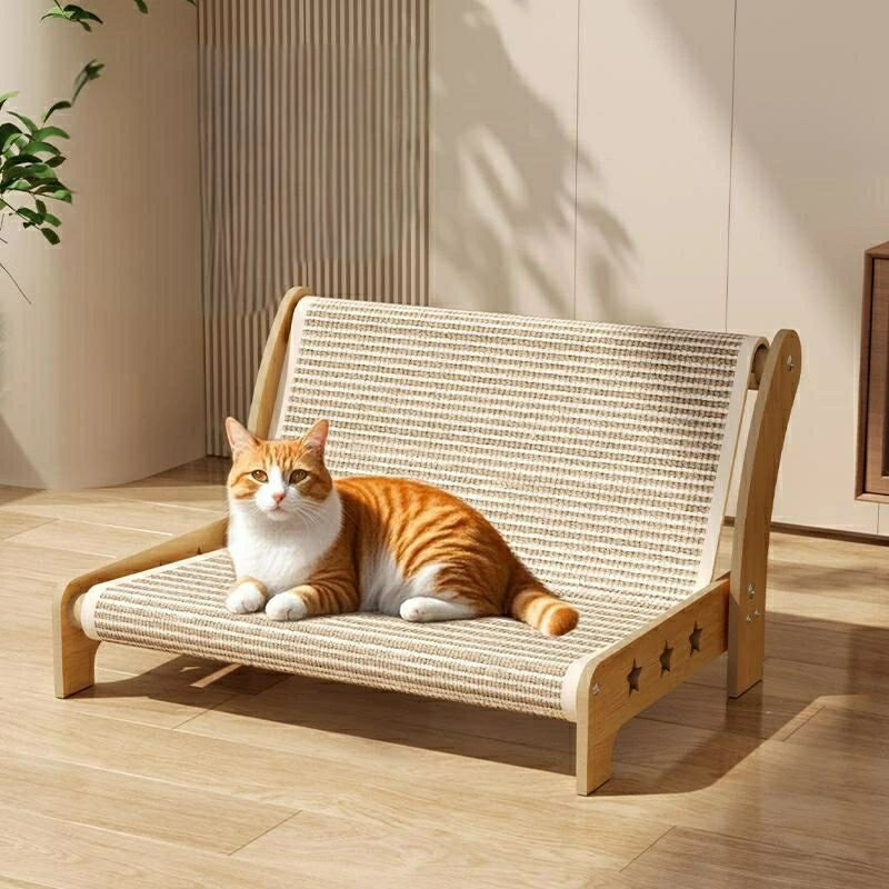 ペットデッキチェア ペットベッド 猫用リクライニングチェア 室内 猫用品 木製 小型犬 サイザル麻 爪とぎ キャットハンモック おしゃれ 猫ベッド ペット寝具 猫用 可愛い 猫家具 ベッドフレーム 夏用 自然素材 ペット用品 耐噛み 通気性いい ひんやり 楽しみ送料無料