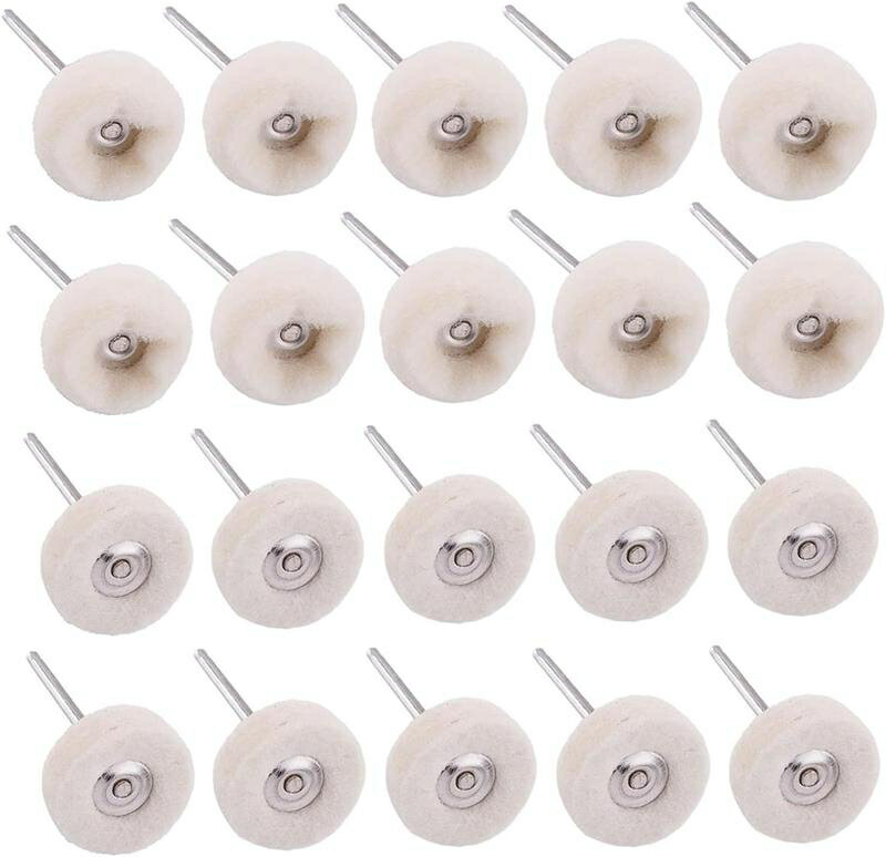 リューター バフ ウールフェルト 2.35mm軸 2種類 20個セット ホイール型 フェルトバフ 羊毛フェルトバ..