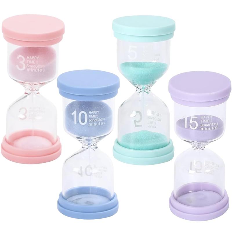 Ailunate 砂時計 4個 セット 3分 5分 10分 15分 サンドタイマー 子供 勉強 防水 おしゃれ ギフト プレゼント キッチン インテリア サウナ 知育