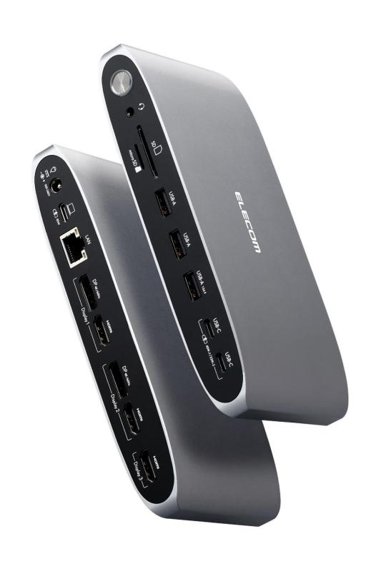 エレコム ドッキングステーション 13in1 Displaylink対応 3画面拡張 4K/60Hz USB PD対応 100W シルバー..