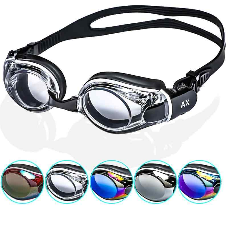 [AX] スイミングゴーグル 水泳ゴーグル スイムゴーグル ミラー 曇り止め 鼻ベルト ケース付き 男女兼用 フリーサイズ
