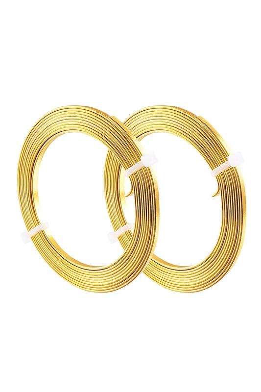 YINKE フラット アルミ線 2ロール10m幅3mm金色 平角線 曲げる線 ジュエリー作り 手芸 副資材 クラフト..