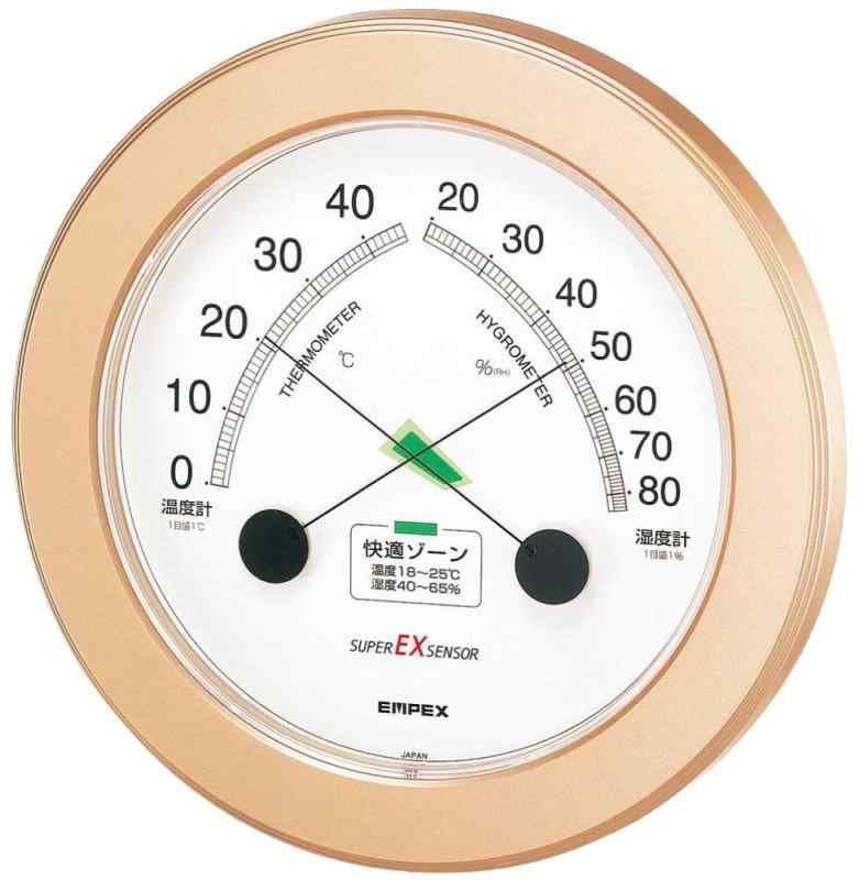 エンペックス気象計 温度湿度計 スーパーEX 温湿度計 壁掛け用 日本製 シャンパンゴールド EX-2738 23x..