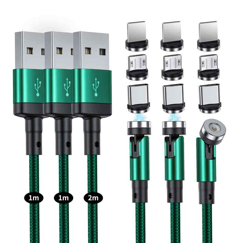 マグネット 充電ケーブル SUNTAIHO 3-in-1 USBケーブル 急速充電 360度+180度回転 3本