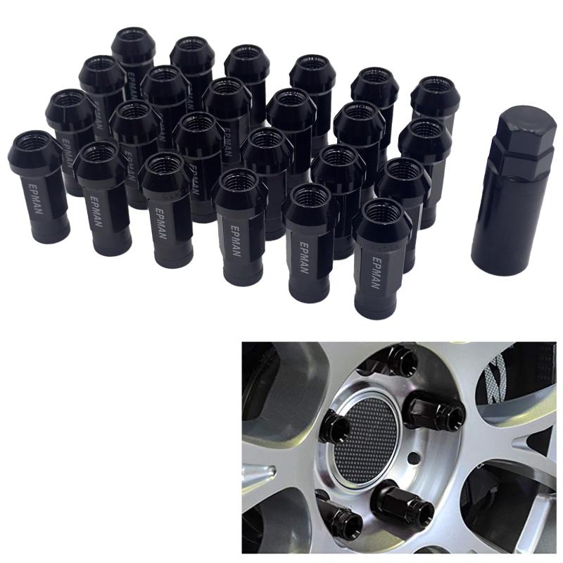 Wellvie classy ハイエース スチール ホイールナット M12×P1.5 ソケット付属 黒 ブラック 24個 貫通 レ..