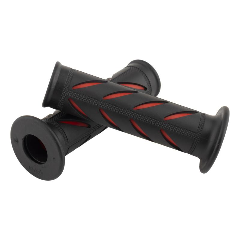 キジマ(Kijima) バイクパーツ グリップ SP4 ラバー製 125mm 22.2mm 貫通タイプ 汎用 ブラック/レッド 201-6774