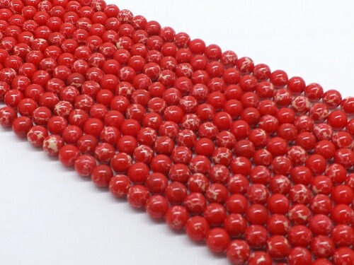 天然石　インペリアルジャスパー（レッド）　ラウンド8mm　　1連売り