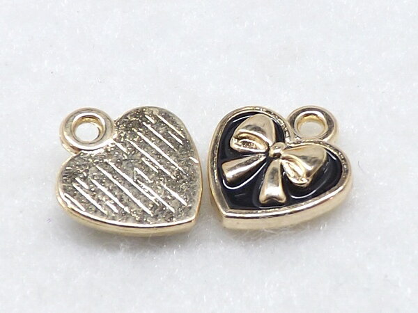 ハート　チャームパーツ　ゴールド　2個入り　cha-0313