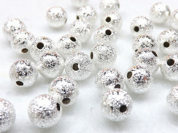 シュガーラウンドビーズ　パーツ　白銀色　6mm　20個入り　p-0252-6mm