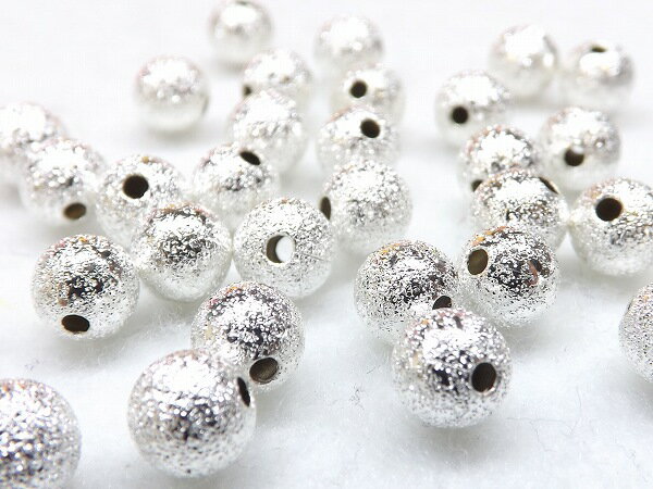シュガーラウンドビーズ　パーツ　白銀色　6mm　20個入り　p-0252-6mm