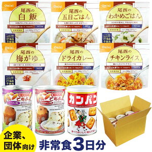 企業、団体向け 1人用 非常食 3日間 セット 備蓄 食料 防災セット 防災用品 5年保存 保存食 災害用 備蓄用 緊急用 避難用 アルファ米 パンの缶詰 カンパン