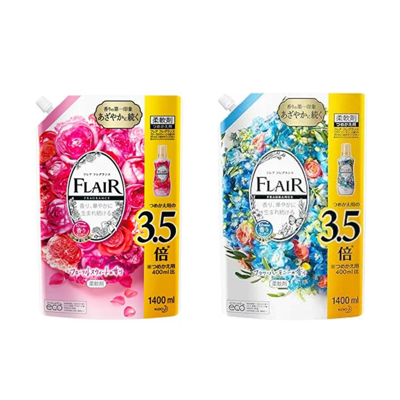 フレアフレグランス 柔軟剤 つめかえ用　1400ml　全2種類　フラワーハーモニーの香り　フローラルスウィートの香り