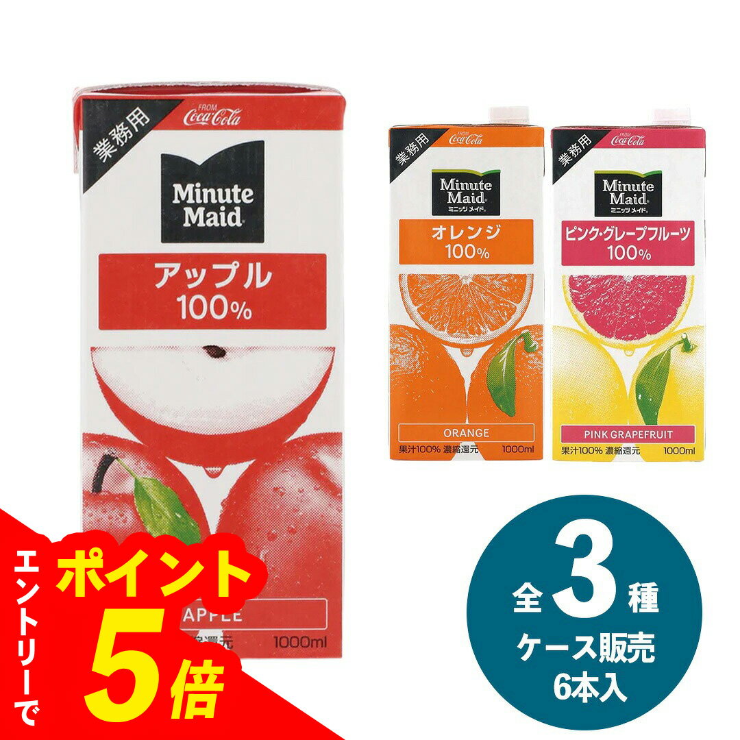【エントリーでポイント5倍】 コカ・コーラ ミニッツメイド 100% 業務用 紙パック 1ケース 1L×6本入り アップル オレンジ ピンクグレープフルーツ 3種から1つ