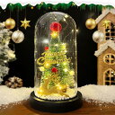 「送料無料」ミニクリスマスツリー ガラスドーム 卓上ミニクリスマスツリー 卓上 LEDライト クリスマス飾り LEDイルミネーション 電池式 かわいいクリスマス...