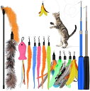 猫 おもちゃ 猫じゃらし 猫 おもちゃ 羽のおもちゃ 竿 ネズミおもちゃ 猫 蹴り おもちゃ14点セット 猫 おもちゃ 人気 一人遊び 運動不足解消 (可伸縮釣...